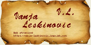 Vanja Leškinović vizit kartica
